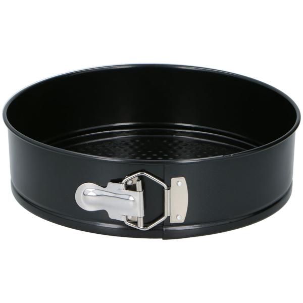 Moule à charnière 24 cm avec revêtement antiadhésif, moule rond en acier avec fond et fermeture à pince, Ø 24 x 7 cm, moule pour gâteaux et cheesecakes, noir