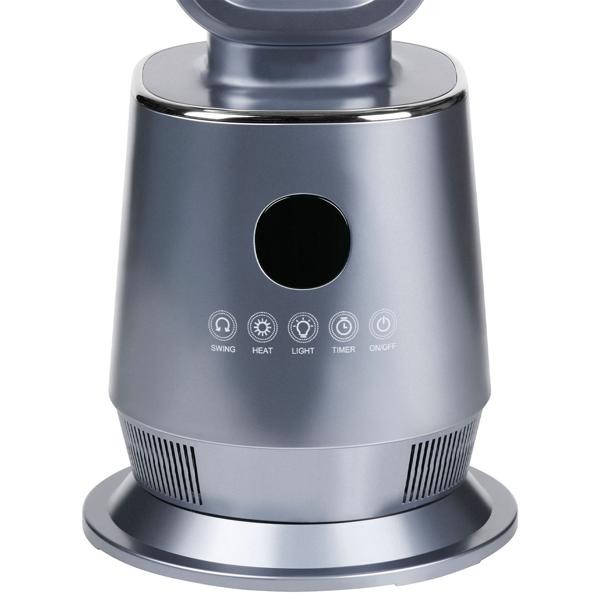 Chauffage soufflant sans rotor 2000 W, chauffage soufflant PTC en céramique sans pales avec télécommande, thermostat, oscillation à 45°, minuteur et lumière d’ambiance, argent