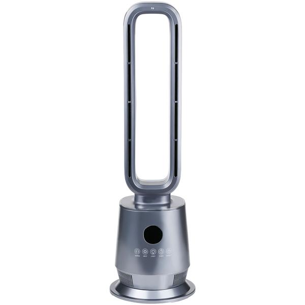 Chauffage soufflant sans rotor 2000 W, chauffage soufflant PTC en céramique sans pales avec télécommande, thermostat, oscillation à 45°, minuteur et lumière d’ambiance, argent