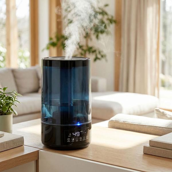 Humidifier 4.3 l with hygrostat and aroma diffuser, quiet room humidifier with 3 mist levels, timer up to 12 h, sleep mode and night light