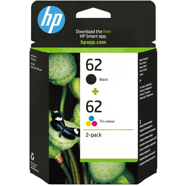 HP 62 Druckerpatronen Multipack N9J71AE, Original Tintenpatronen schwarz und dreifarbig, 2 Patronen für HP Envy und OfficeJet Drucker, auch Mobildrucker