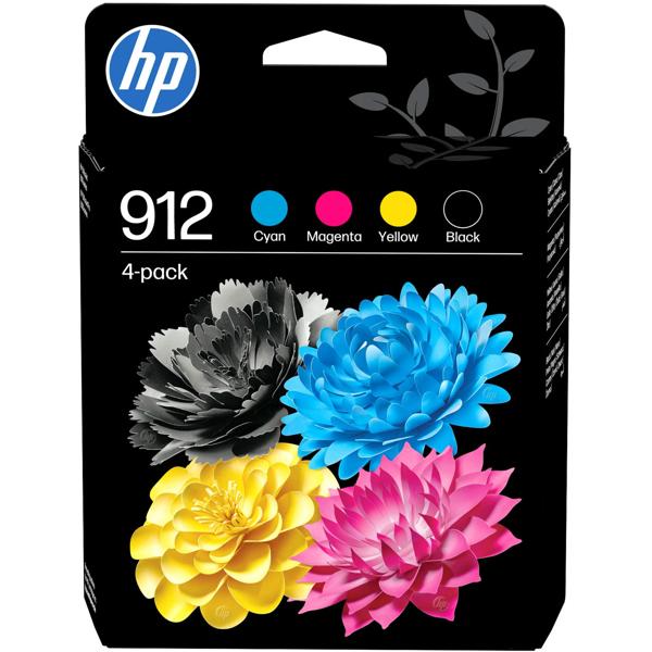 HP 912 Druckerpatronen Multipack 6ZC74AE, 4 Original Tintenpatronen Schwarz, Cyan, Magenta und Gelb, für HP OfficeJet Pro 8010 und 8020 Drucker