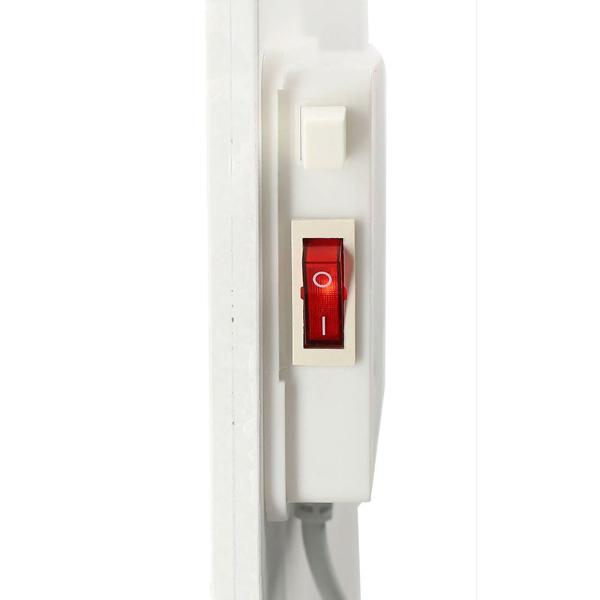 Chauffage infrarouge 425 W panneau chauffant 61 × 63 cm, avec thermostat numérique, minuterie hebdomadaire et display LCD, IP44, sur pieds ou mural, blanc