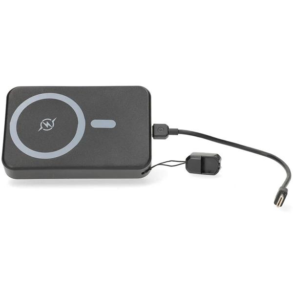Powerbank 10 000 mAh magnétique avec recharge sans fil jusqu’à 25 W, USB-C jusqu’à 35 W, écran LCD et fonction support, batterie compacte pour smartphone, noir