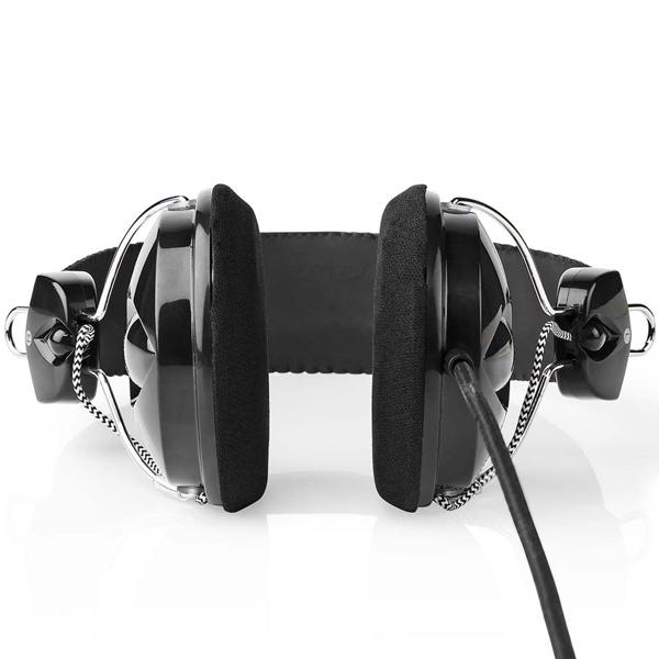 Casque on-ear avec câble USB-C, filaire avec transducteurs de 40 mm, coussinets rembourrés et arceau réglable, câble tressé 1,1 m, noir
