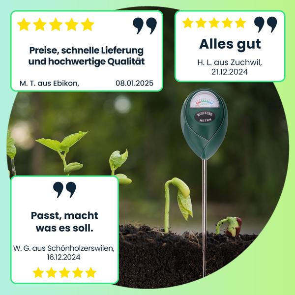 3er-Set Feuchtigkeitsmessgerät für Pflanzenböden, Feuchtigkeitssensor / Hygrometer Pflanzenerde, zeigt präzise die Feuchtigkeit im Boden an