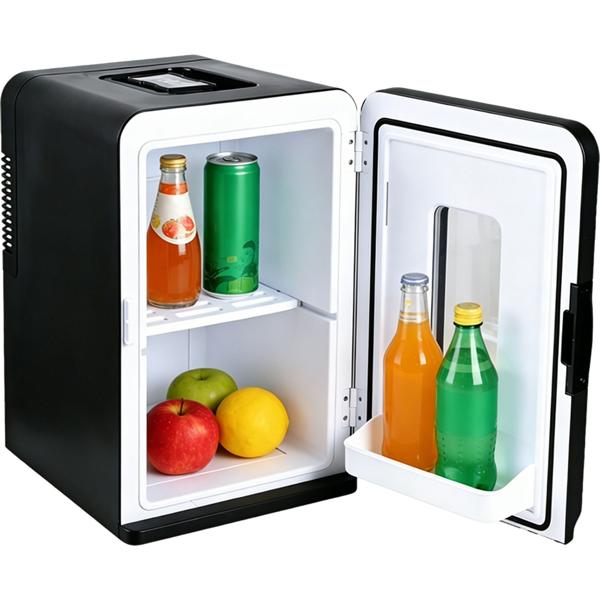 Mini‑frigo mobile 14L avec fonction froid/chaud – petit frigo de voiture 12V 230V, mini‑frigo avec fenêtre de visualisation & poignée de transport, noir