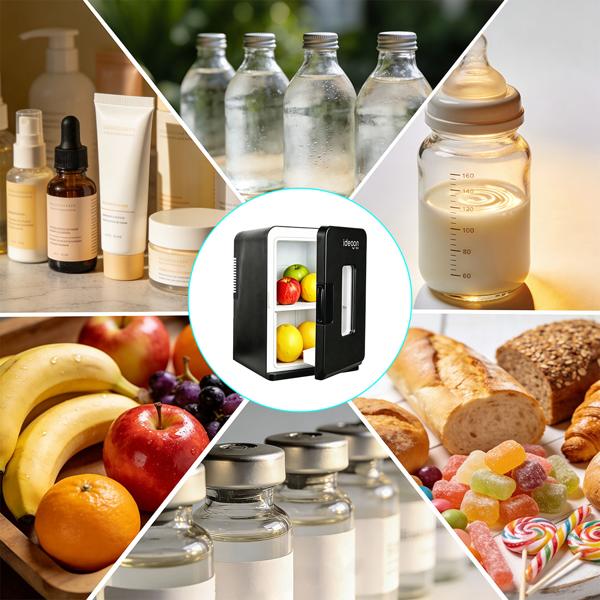 Mini‑frigo mobile 14L avec fonction froid/chaud – petit frigo de voiture 12V 230V, mini‑frigo avec fenêtre de visualisation & poignée de transport, noir