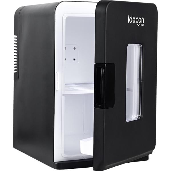Mini‑frigo mobile 14L avec fonction froid/chaud – petit frigo de voiture 12V 230V, mini‑frigo avec fenêtre de visualisation & poignée de transport, noir