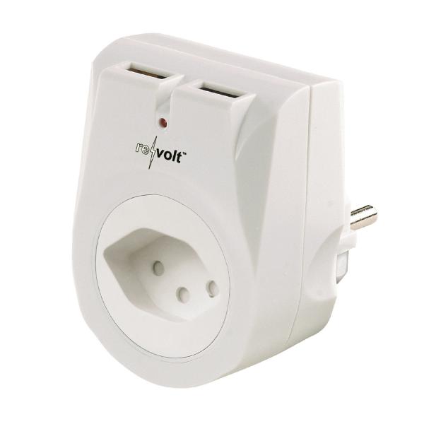 2er-Set Steckdose mit 2x USB-Ladeport 2.1A Überspannungsschutz, Swiss Edition