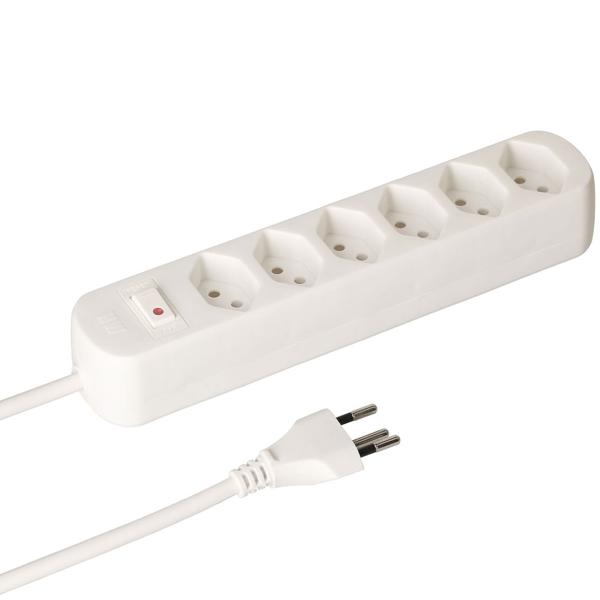 Steckdosenleiste für 6 Stecker Typ 13 – weiss & mit Schalter – Mehrfachstecker für eine sichere & praktische Stromverteilung – ideal für Haushalt & Büro