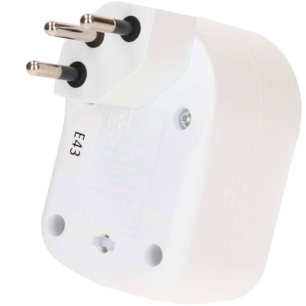 Branch plug with 2 T13 sockets, rotatable, white