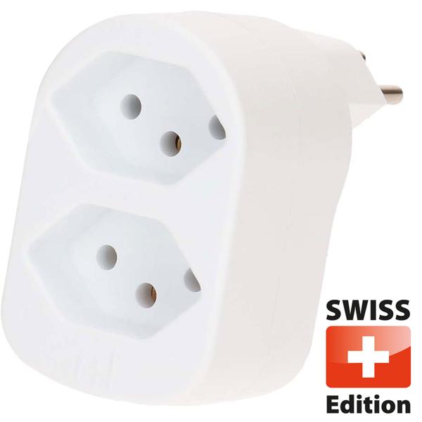 Branch plug with 2 T13 sockets, rotatable, white