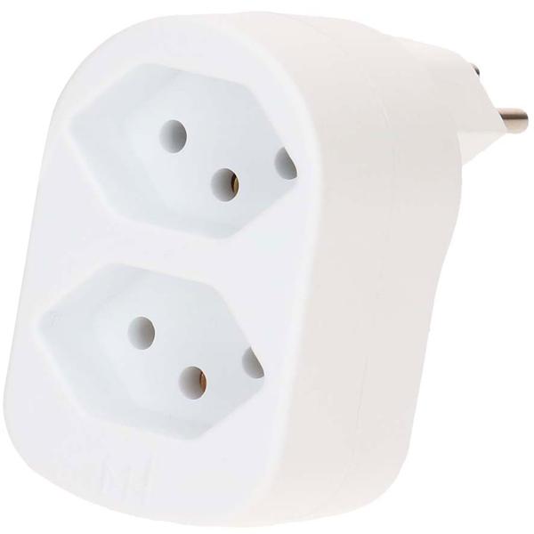 Branch plug with 2 T13 sockets, rotatable, white