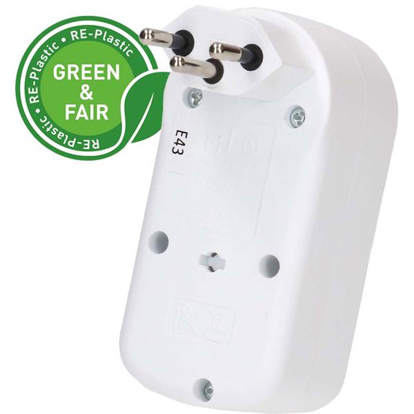 Branch socket with 2 T13 outlets, rotatable, with switch, white