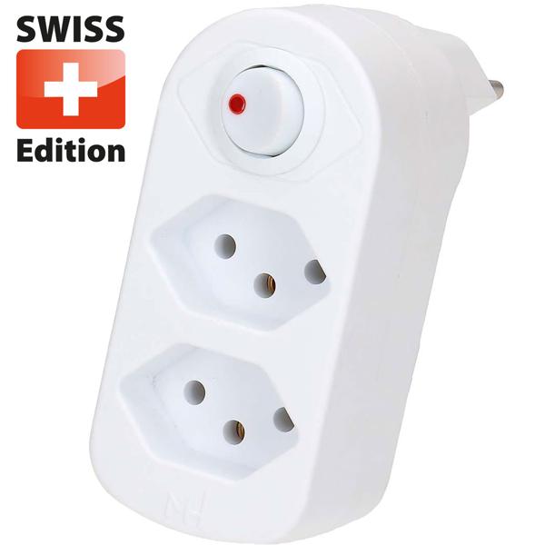 Branch socket with 2 T13 outlets, rotatable, with switch, white
