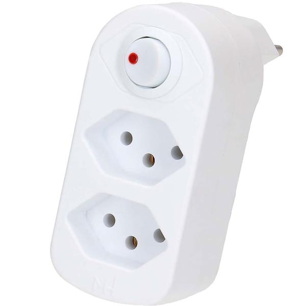 Branch socket with 2 T13 outlets, rotatable, with switch, white