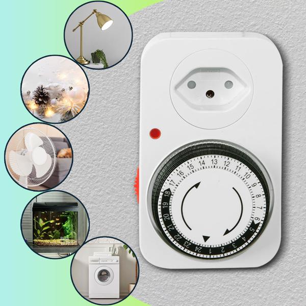 Mechanische Zeitschaltuhr mit Kinderschutz – Timer für die Steckdose mit 96 Schaltmöglichkeiten – Perfekt für Beleuchtung, Bewässerung & Aquarium