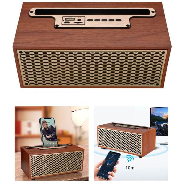 Radio Bluetooth e FM vintage senza tempo: radio wireless in legno compatta (20,9 x 9,5 x 9,8 cm) - il mix perfetto di design retrò e tecnologia moderna