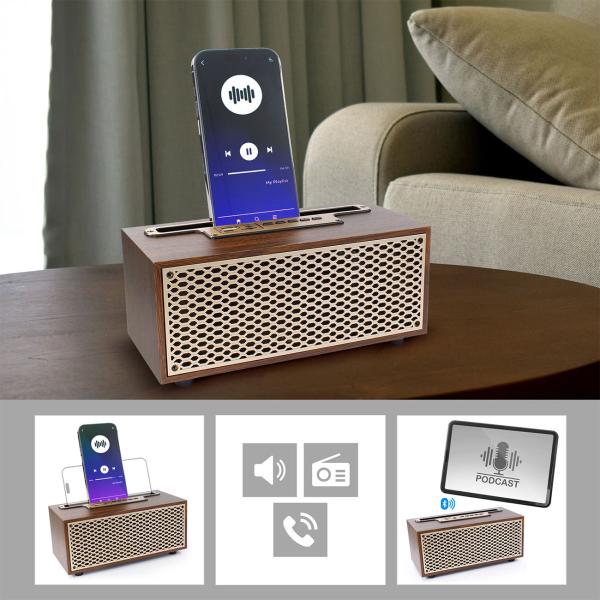 Radio Bluetooth e FM vintage senza tempo: radio wireless in legno compatta (20,9 x 9,5 x 9,8 cm) - il mix perfetto di design retrò e tecnologia moderna