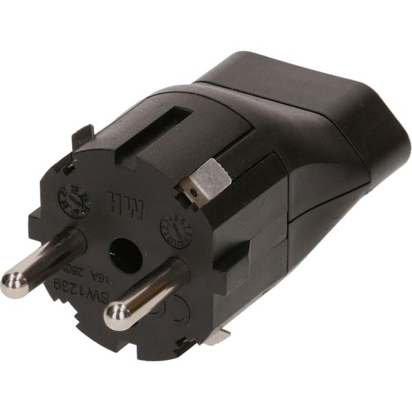 Adapter für Powerbank - Sichere Umrüstung auf Schweizer Stecker Typ 21 (T21) - Schwarz, 250V, 16A, 3680W, IP20, 74x40x36mm Kunststoff