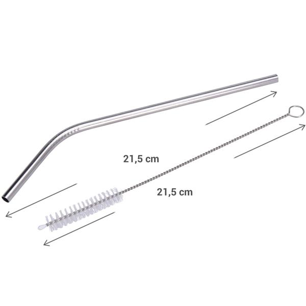 Cannucce in acciaio inox con spazzola per la pulizia, set di 4, 21,5 cm