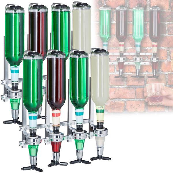 2er Set Getränkespender für 4 Flaschen, Wandmontage – Dosierer mit Finger-Push, ideal für Partyräume, Kellerbar & Gartenlaube, Bar-Zubehör