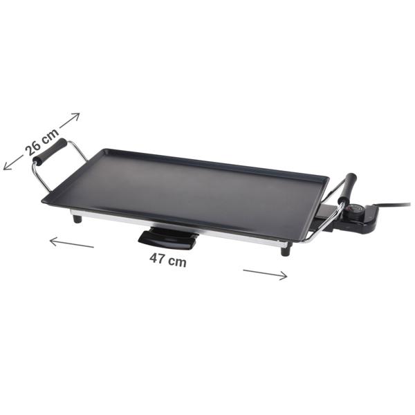 Gril de table Teppanyaki Électrique 2000W - 4 personnes - Plaque antiadhésive 47x26,5cm - Bac à graisse - Poignées Cool-Touch - Cuisson saine