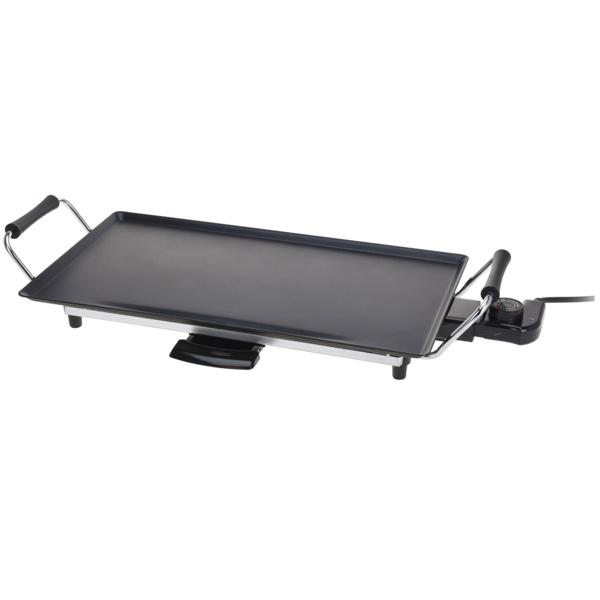 Gril de table Teppanyaki Électrique 2000W - 4 personnes - Plaque antiadhésive 47x26,5cm - Bac à graisse - Poignées Cool-Touch - Cuisson saine