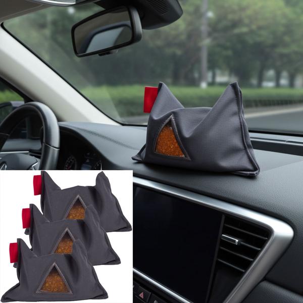 3er Set Autoentfeuchter wiederverwendbar - beugt beschlagenen Scheiben Schimmel Gerüchen vor - Silikatkristalle Farbwechsel Orange/Grün