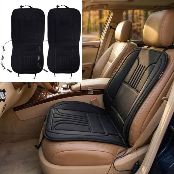Cuscino riscaldabile per sedile auto, set da 2 – sedile riscaldato per comfort e calore in auto – 2 livelli di calore (35W/45W), 98 x 49 cm, collegamento all’accendisigari 12V