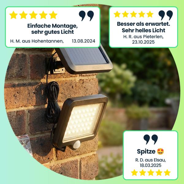 Leistungsstarkes LED-Flutlicht mit Solarbetrieb & Bewegungssensor, wetterfest (IP44), ideal für Garten, Einfahrt & Terrasse, energieeffizient & hell