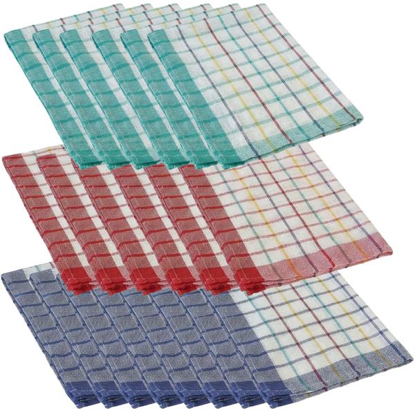 Set of 20 tea towels made of 100% cotton – absorbent & durable for the kitchen – 50 x 70 cm, washable at 60°C – lint-free & hygienic with check pattern