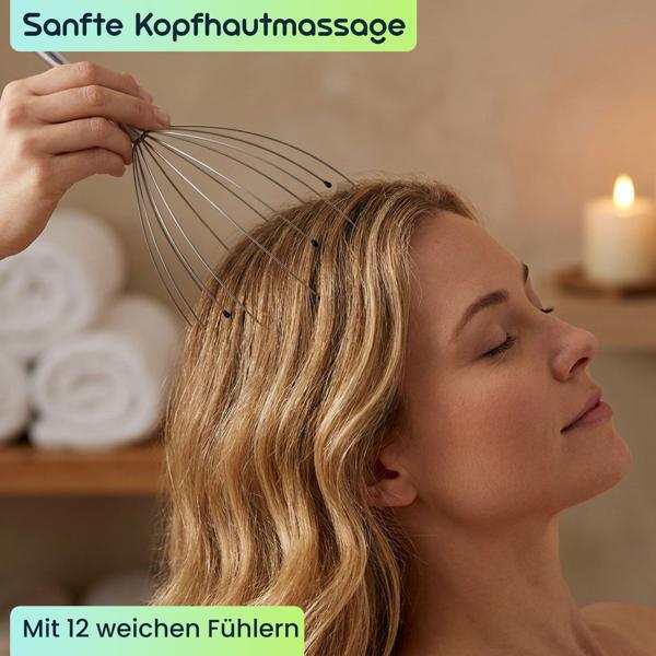 4er-Set Kopfmassagegerät mit Wohlfühl-Noppen, Kopfmassage-Spinne für tiefe Entspannung, Wellness und Stressabbau, sofortige Wirkung