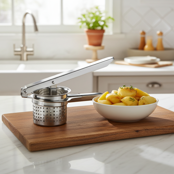 Kartoffelpresse Edelstahl - Müheloses Püree Gnocchi Babynahrung - Rostfrei Spülmaschinenfest - 25x8cm 290g Allzweckpresse Küchenhelfer