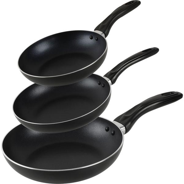 Lot de 3 Poêles à Frire Antiadhésives - Aluminium Solide Ø 20/24/28 cm - Design Intemporel - Compatible Gaz/Électrique/Céramique/Halogène - Sans PFOA