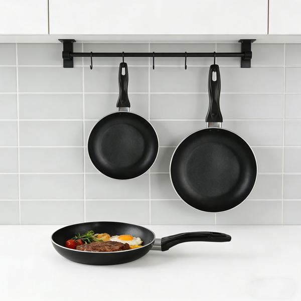 Lot de 3 Poêles à Frire Antiadhésives - Aluminium Solide Ø 20/24/28 cm - Design Intemporel - Compatible Gaz/Électrique/Céramique/Halogène - Sans PFOA