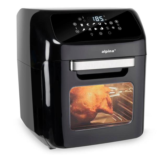 3 in 1 Air Fryer XXL, oven, grill, deep fryer, 12 liters, 1800 watts, with rotating spits, 2 baking grids, touch display
