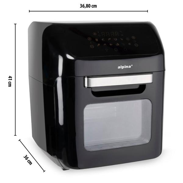3 in 1 Air Fryer XXL, oven, grill, deep fryer, 12 liters, 1800 watts, with rotating spits, 2 baking grids, touch display