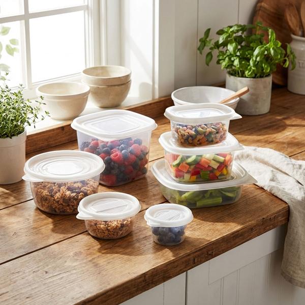 Set de 27 boîtes fraîcheur avec couvercles – adaptées au micro-ondes et au lave-vaisselle – boîtes de conservation pour compartiment du réfrigérateur, travail et camping, 100–950 ml