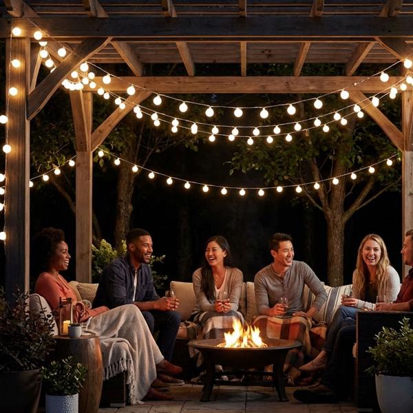 2er-Set Stromsparende LED-Lichterkette: 80 warmweisse Kugeln, 16m Länge, IP44 - gemütliche Aussenbeleuchtung für stimmungsvolle Momente