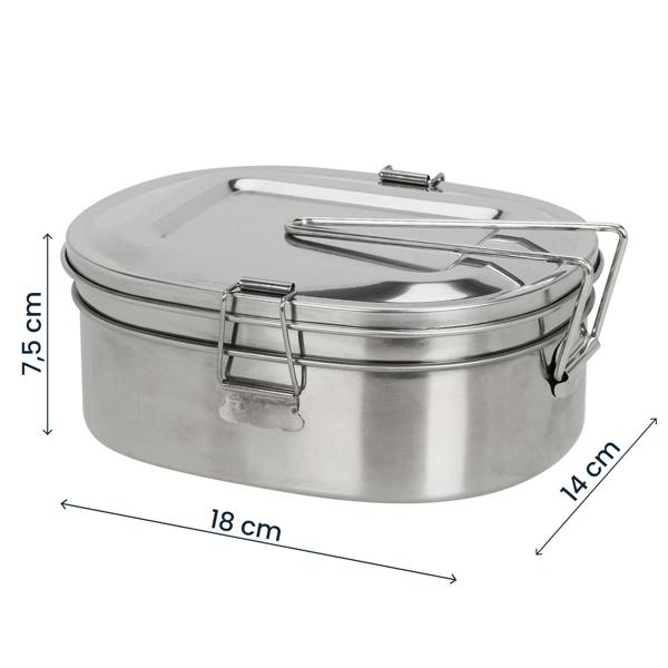 Edelstahl Brotbox, 1,2 L - Hygienisch, Robust & Geruchsneutral - Lunchbox ideal für Schule, Arbeit, Picknick - Inkl. Deckel, Haltegriff - 18x14x7.5cm
