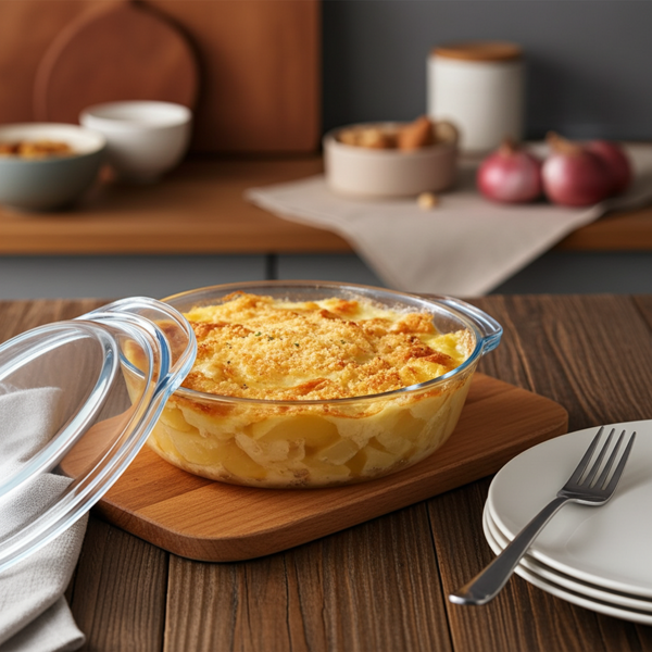 Glas Auflaufform mit Deckel - 1700ml/1500ml Borosilikatglas - Hitzebeständig für Ofen, Spülmaschine, Mikrowelle - Vielseitig zum Kochen, Warmhalten, Servieren