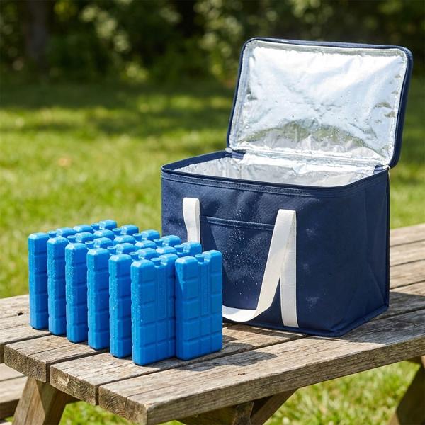 Cooling elements set of 12 – 200 g cooling packs for cooler bag & cool box – Small ice packs for on the go, camping & picnics – Blue, long-lasting cooling