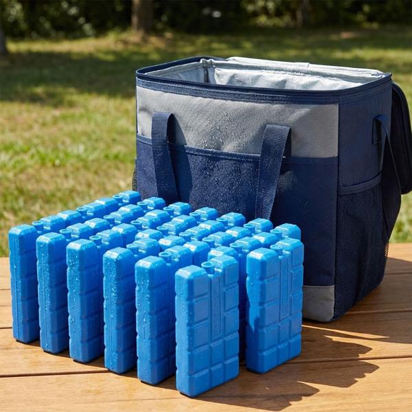 Elementi refrigeranti set da 24 – accumulatori di freddo da 200 g per borsa frigo e cassetta termica – Piccoli ghiaccioli per fuori casa, campeggio e picnic – Blu, raffreddamento di lunga durata