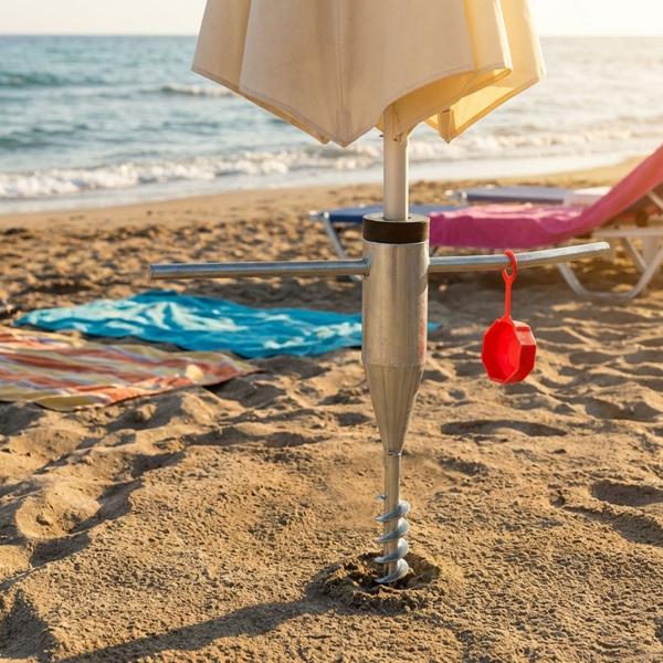 Screw-in parasol base, metal