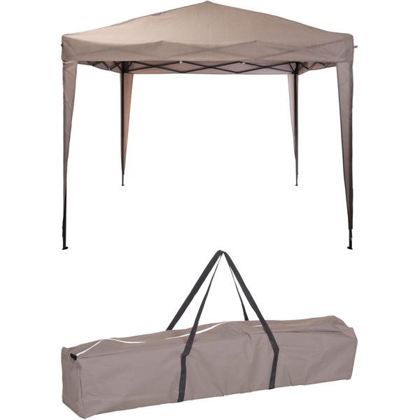 Sturdy folding pavilion, brown, roof size 3 x 3 m, 2.45 m high, outdoor party tent, UV protection