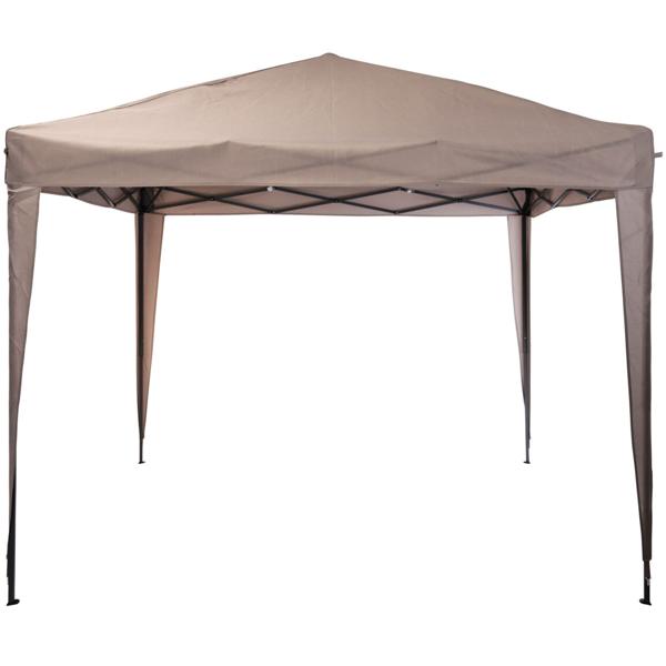 Sturdy folding pavilion, brown, roof size 3 x 3 m, 2.45 m high, outdoor party tent, UV protection