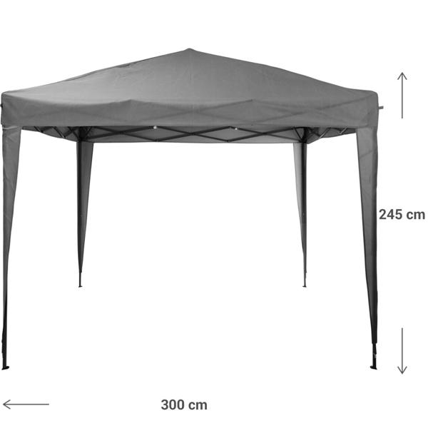 Sturdy folding pavilion, gray, roof size 3 x 3 m, 2.45 m high, outdoor party tent, UV protection