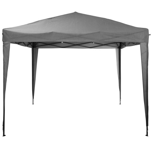 Sturdy folding pavilion, gray, roof size 3 x 3 m, 2.45 m high, outdoor party tent, UV protection